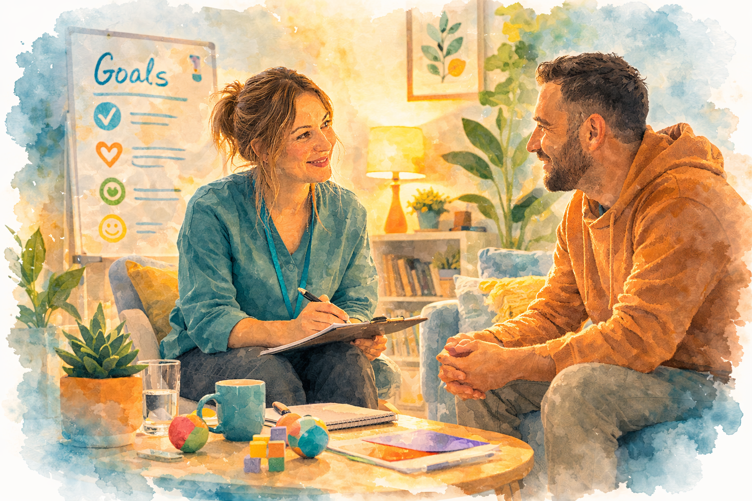 Mental health occupational therapist working with a client